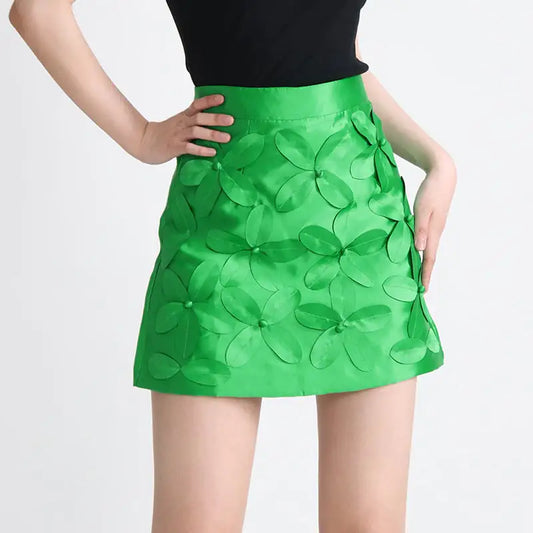 3D Floral A-Line Skirt for Women