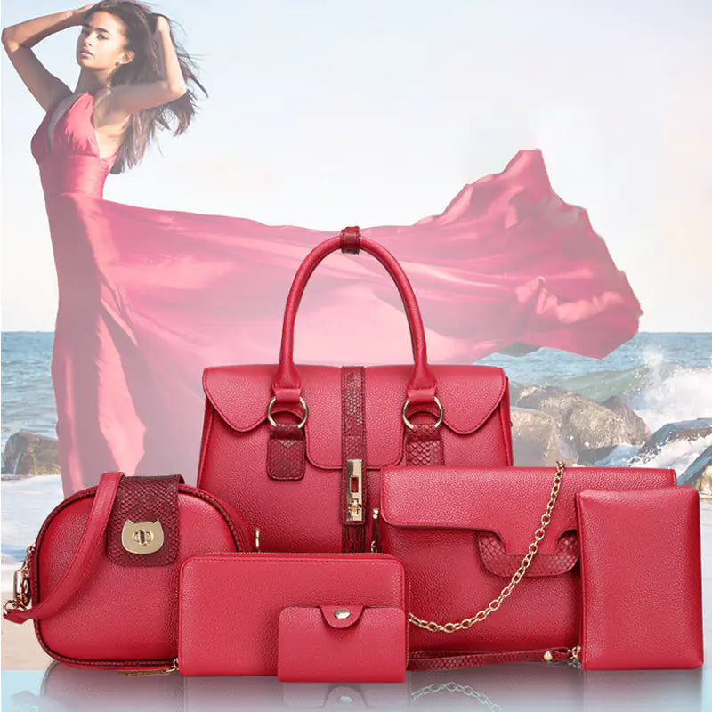 Trendy European Style Snake Print Shoulder Bag Set