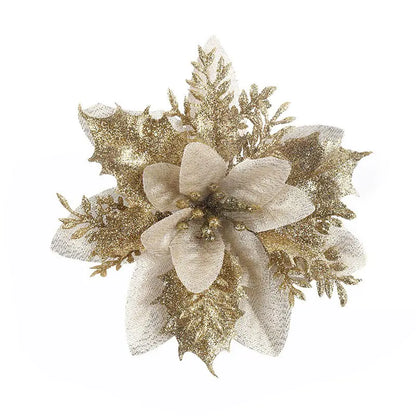 15CM Christmas Gold Glitter Hollow 3D Flower DIY Decor
