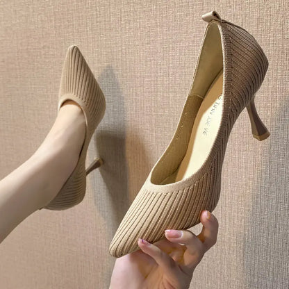Summer Style Women's Pointed Toe Knitted Heels - Trendy Attic Store01