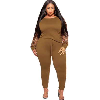 Plus Size 2-Piece Leopard Print Outfit for Women