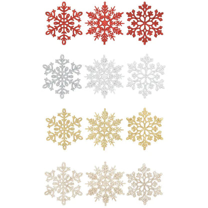 10cm Glitter Snowflake Set for Christmas Decor (24PCS)