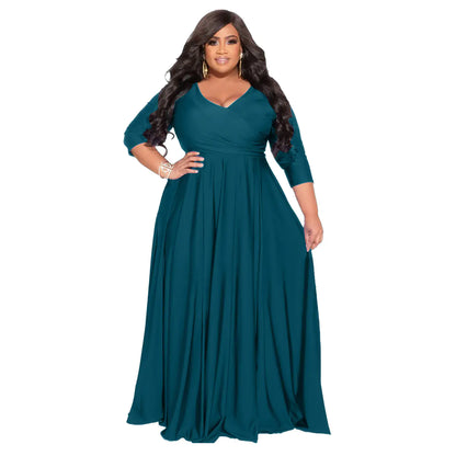 Plus Size V-Neck Elegant Wedding Dress Long Skirt