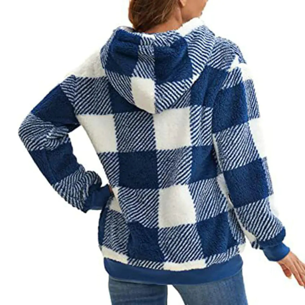 Cozy Women's Plush Hoodie with Drawstring