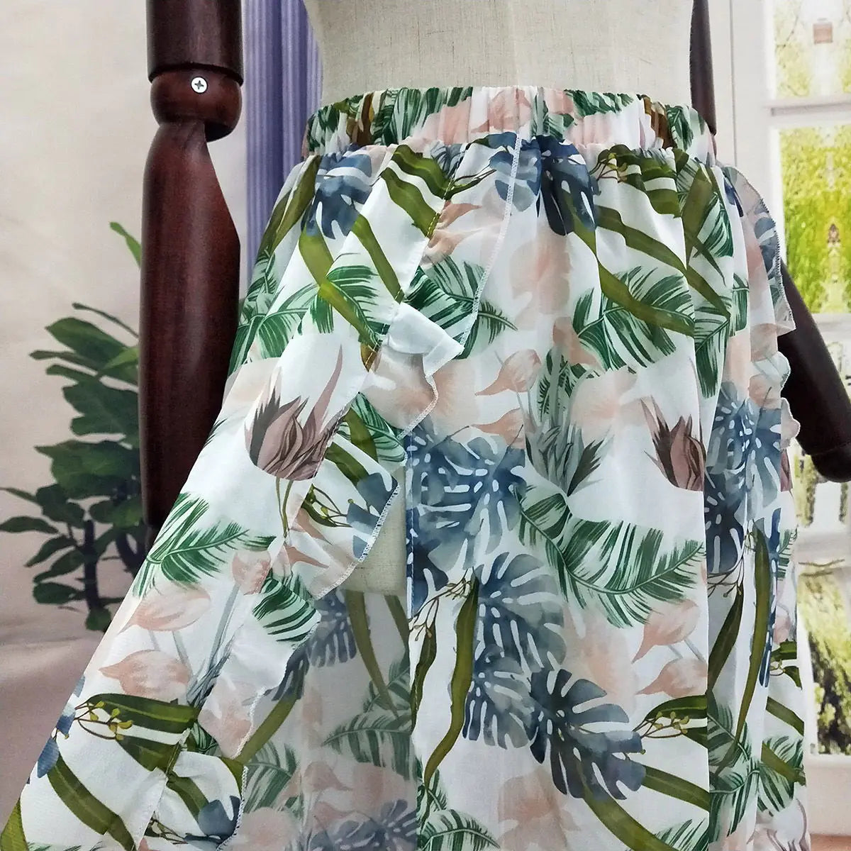 Leaf Print Bikini Set - Sexy Backless Swimwear