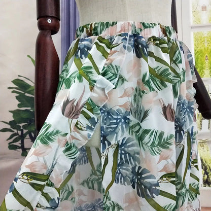 Leaf Print Bikini Set - Sexy Backless Swimwear