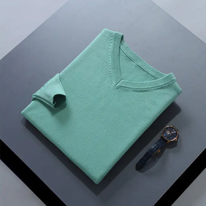 Men's V-Neck Cashmere Sweater - Soft Warm Pullover