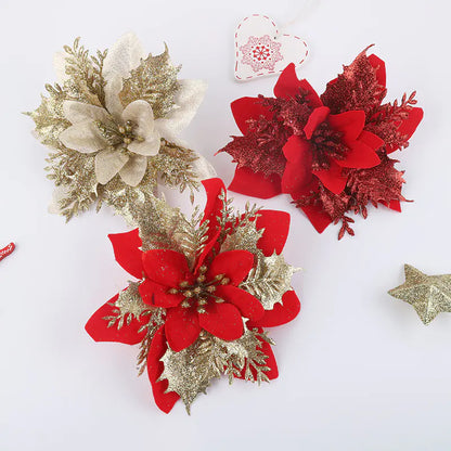 15CM Christmas Gold Glitter Hollow 3D Flower DIY Decor