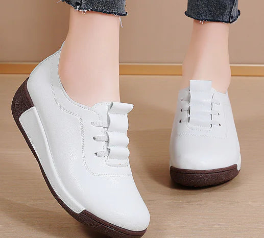 Leather Wedge Sneakers with Thick Sole (One Pair)