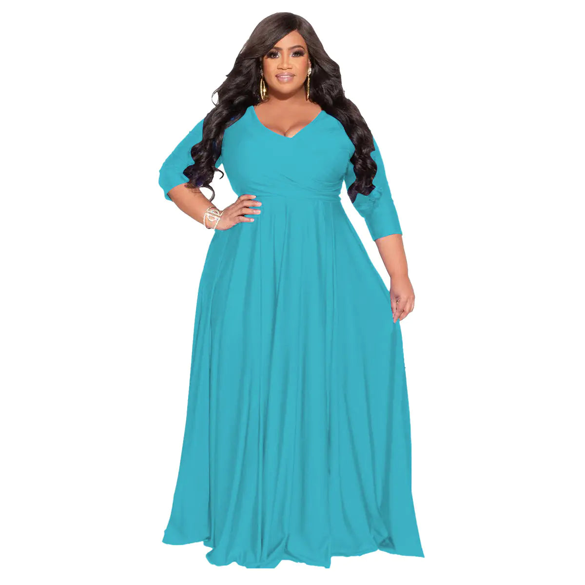 Plus Size V-Neck Elegant Wedding Dress Long Skirt
