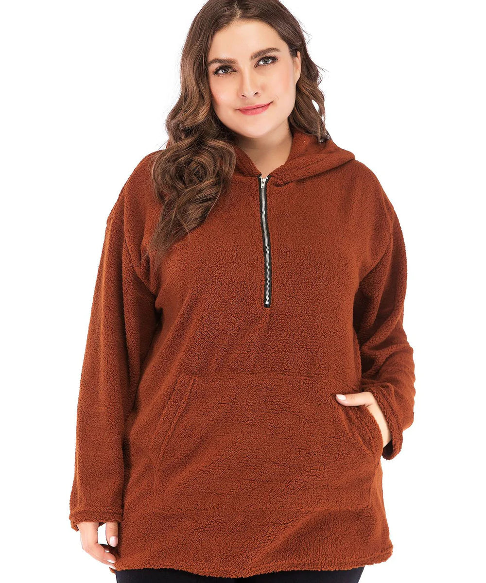 Plus Size Hooded Lamb Wool Sweater for Women