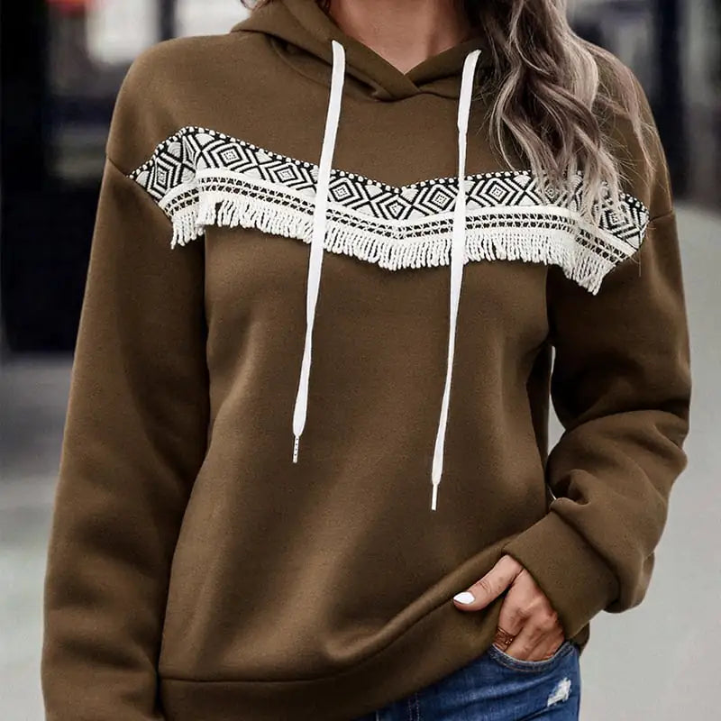 Hooded Lace Casual Sweatshirt for Women