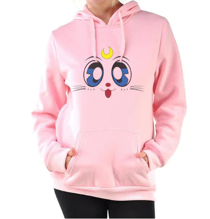 Women's Hooded Sweatshirt with Fleece Cat Design