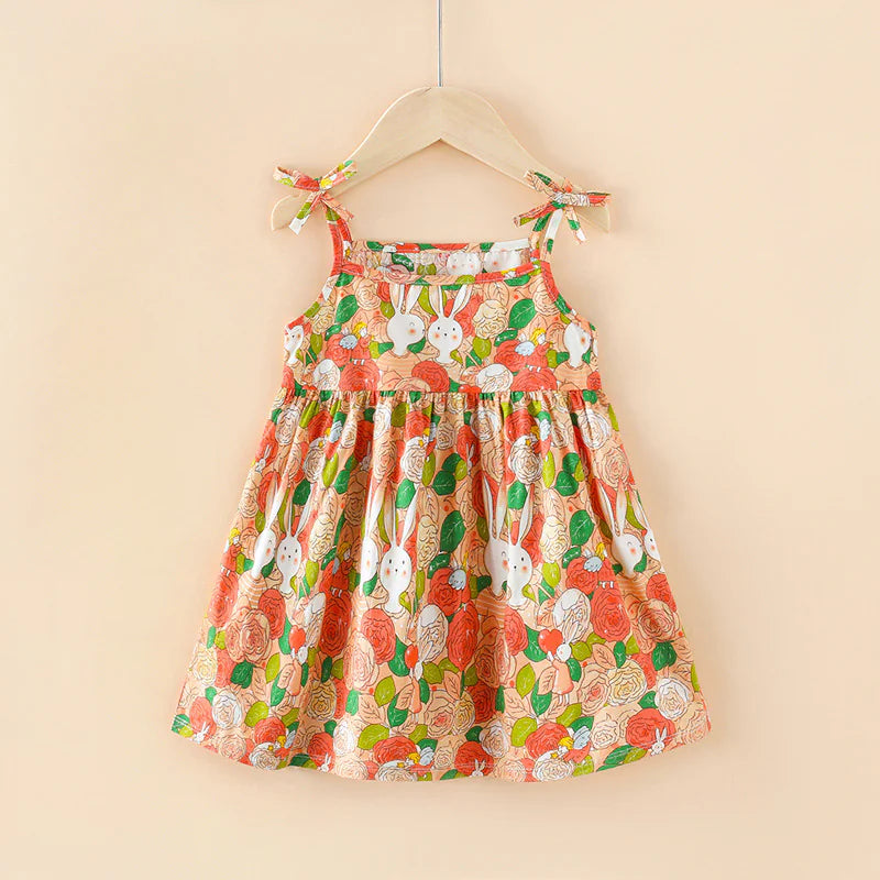 Floral Print Suspender Skirt for Girls