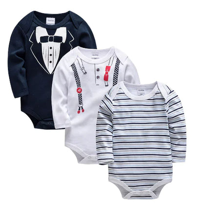 Langarm-Babybody aus Baumwolle, 3er-Set (1 Stück)