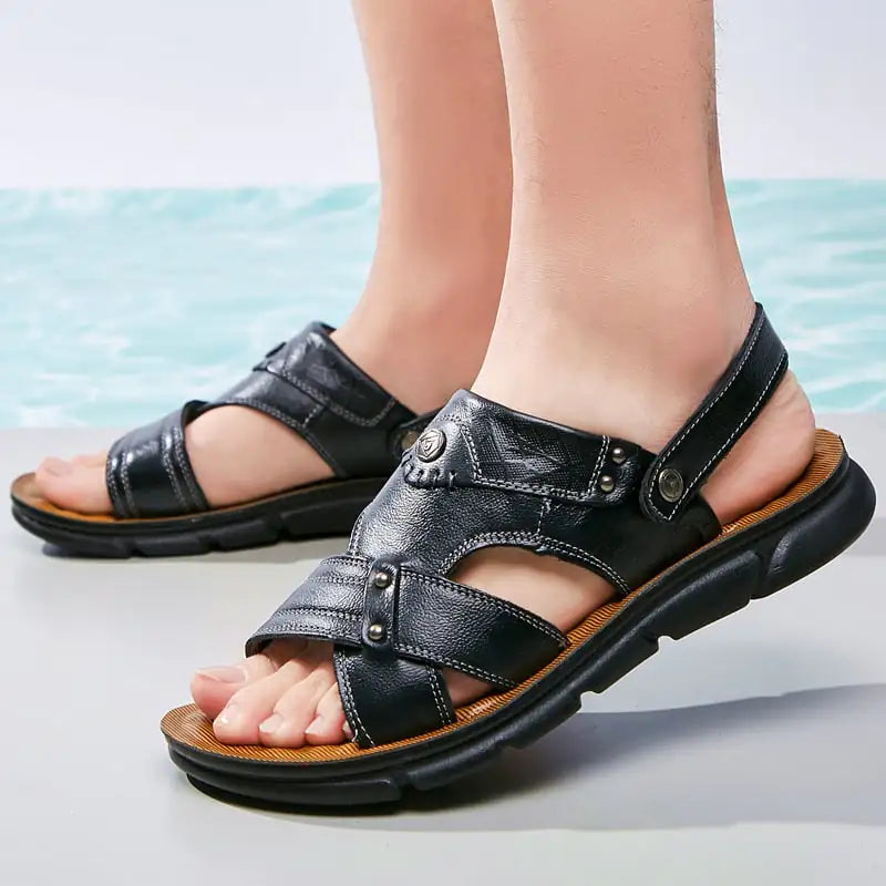 Men's Leather Dual-Purpose Beach Sandals and Slippers