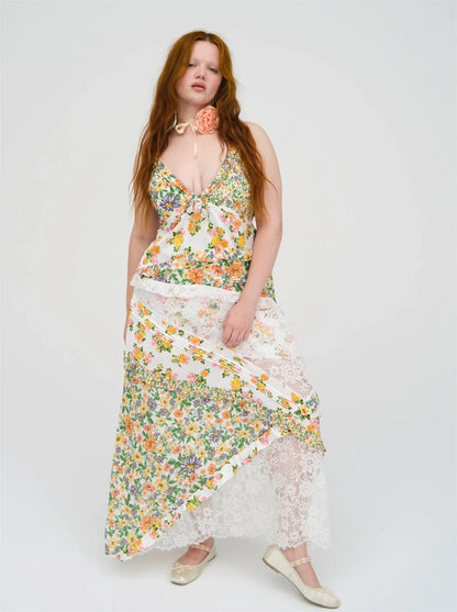 Printed Halter Maxi Dress for Women