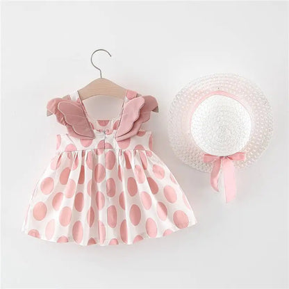 Summer Big Dot Wings Princess Dress with Hat