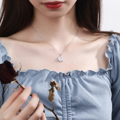 Snowflake Necklace with Silver and Diamond Pendant