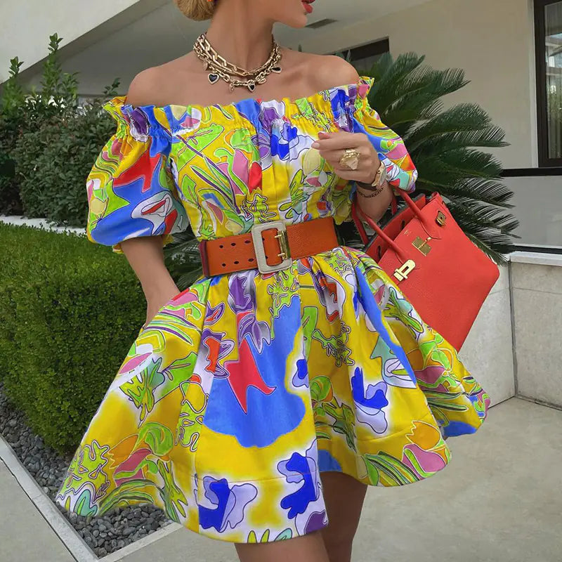 Off-Shoulder Mid-Sleeve Dress for Women