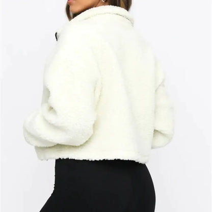 Thickened Long-sleeved Zipper Lamb Wool Sweater