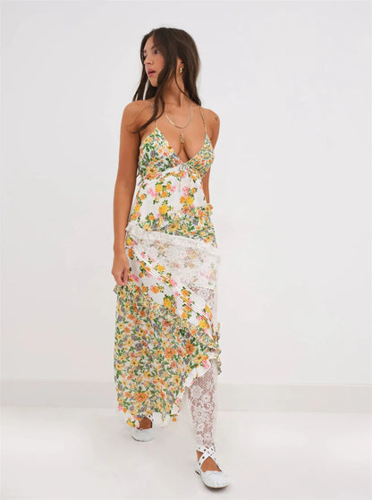 Printed Halter Maxi Dress for Women