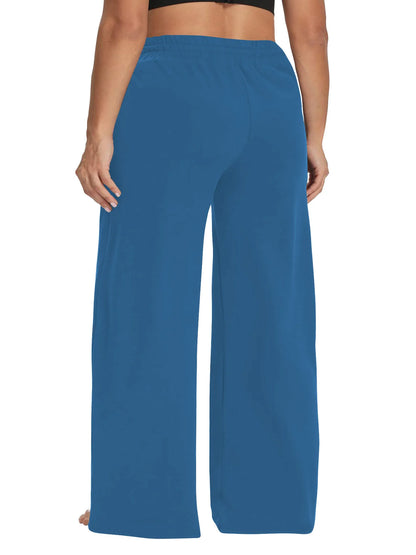 Plus Size Wide Leg  European Fit Straight Pockets Loose Elastic Waist Pants