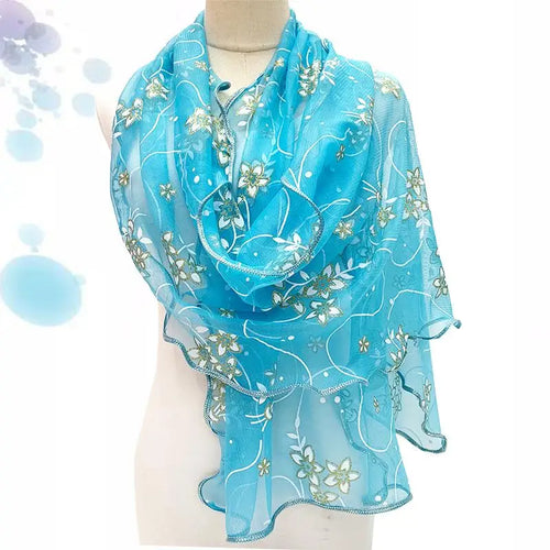 Lace Scarf Lightweight  Elegant  Print Silk Neckerchief Shawl Wraps
