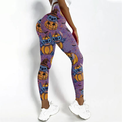 Disney Stitch Printed High Elasticity Tight  Fitness High Waist Pants
