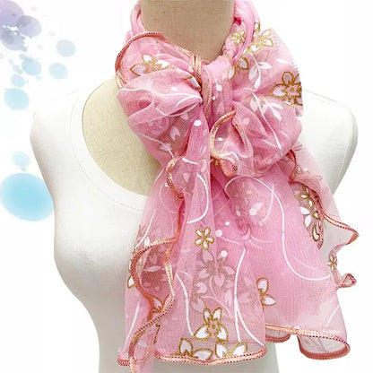 Lace Scarf Lightweight  Elegant  Print Silk Neckerchief Shawl Wraps