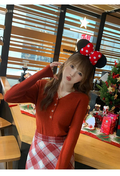 Sweaters Casual Slim Button Knitted Pullover Sweater