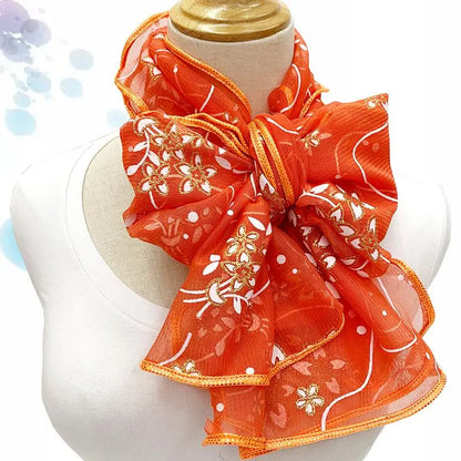 Lace Scarf Lightweight  Elegant  Print Silk Neckerchief Shawl Wraps