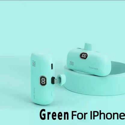 Mini Power Bank 2000/5000mAh Built Cable Portable Mobile Charger Fast Charger