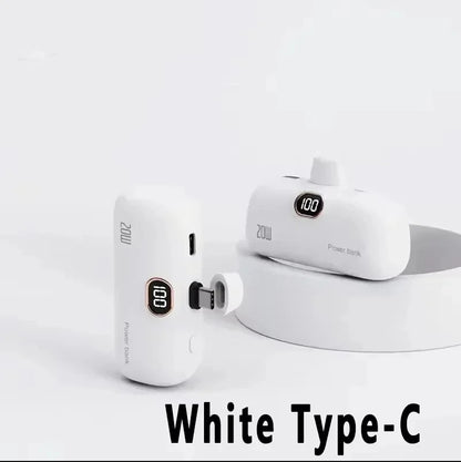 Mini Power Bank 2000/5000mAh Built Cable Portable Mobile Charger Fast Charger