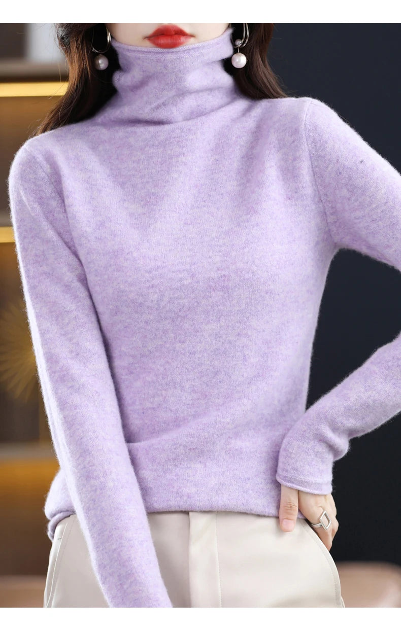 New 100% Merino Wool Turtleneck Cashmere Sweater