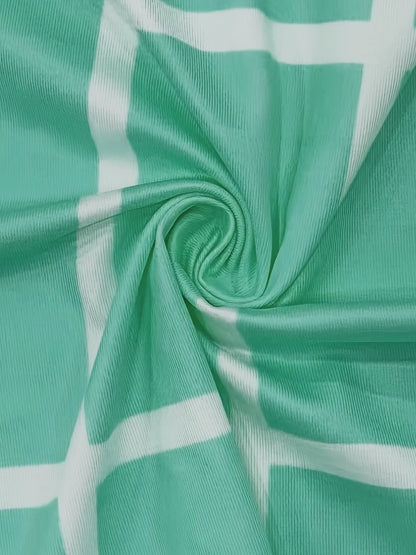 Elements Striped Grid Printed Casual Round Neck  Two Piece Set