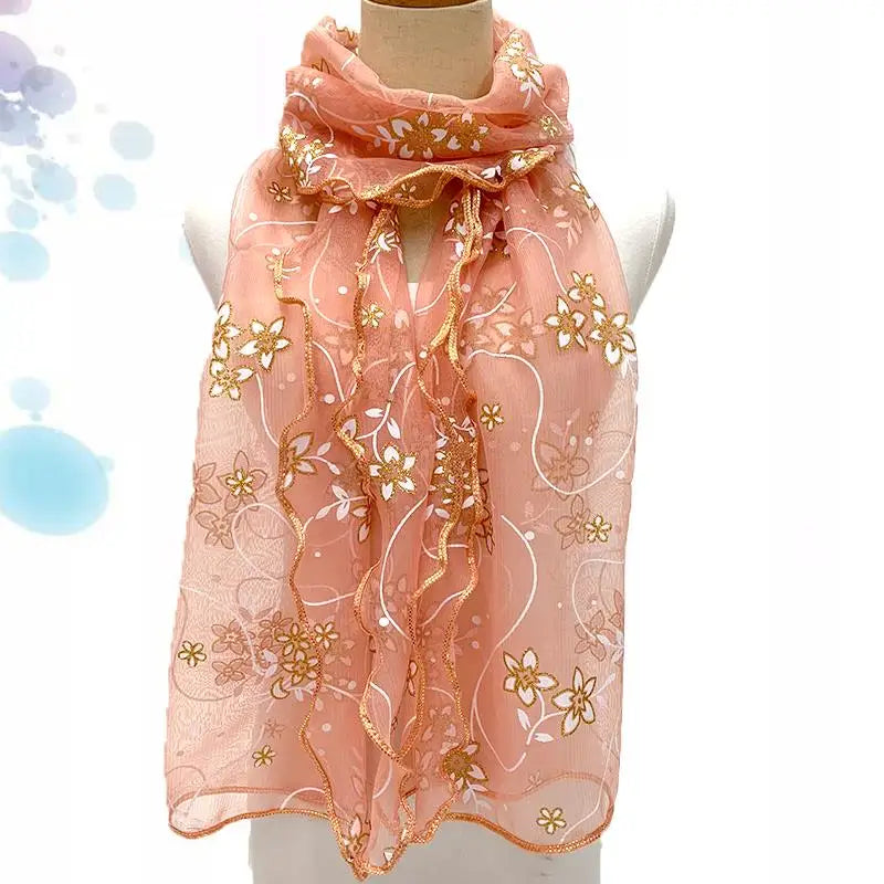 Lace Scarf Lightweight  Elegant  Print Silk Neckerchief Shawl Wraps
