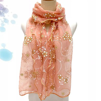 Lace Scarf Lightweight  Elegant  Print Silk Neckerchief Shawl Wraps