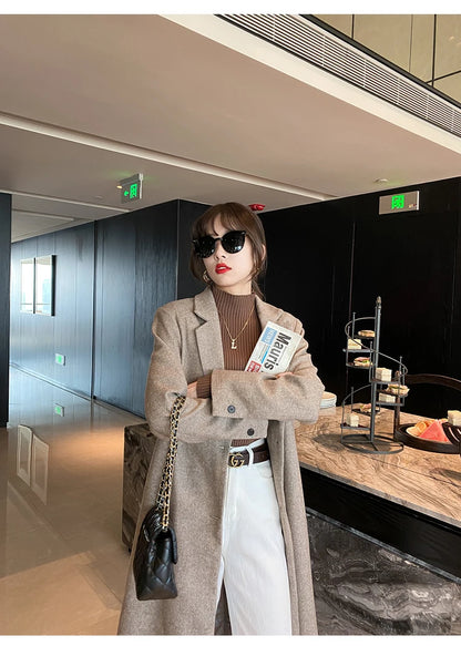 Pullover Long Sleeve Mock Neck Knitted Women Sweater