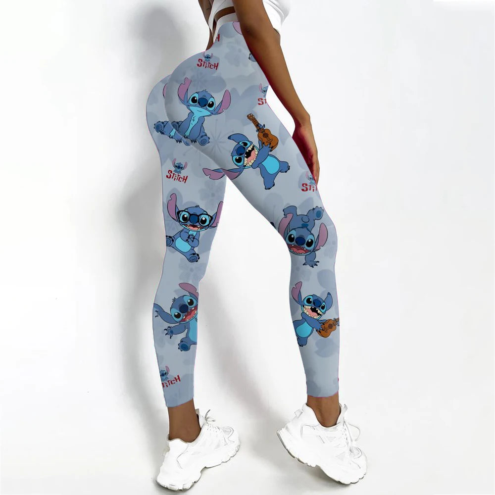 Disney Stitch Printed High Elasticity Tight  Fitness High Waist Pants