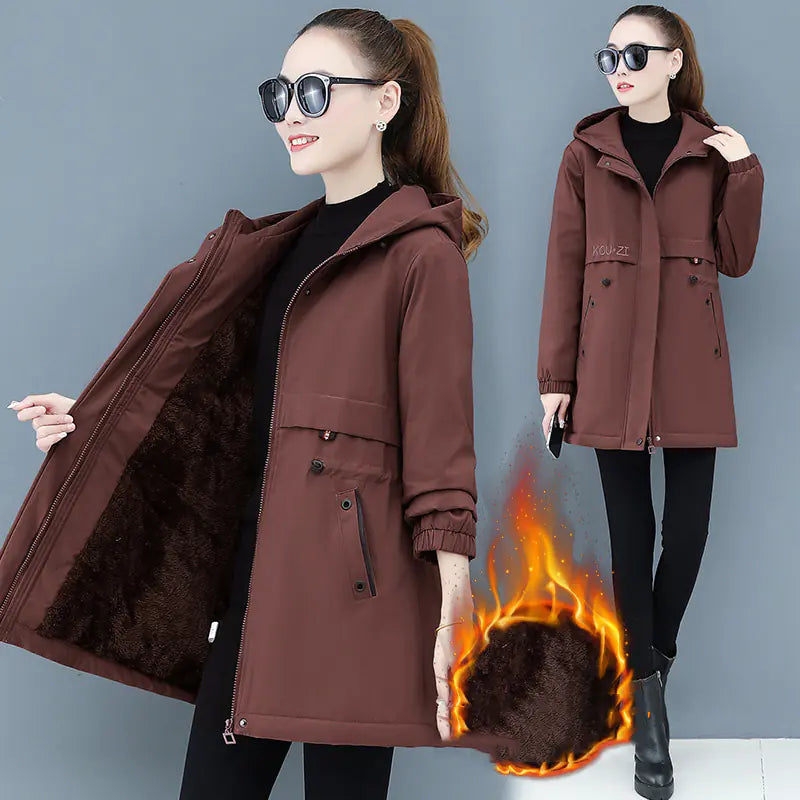 Plus Size Women's Autumn Winter Long Coat for Moms