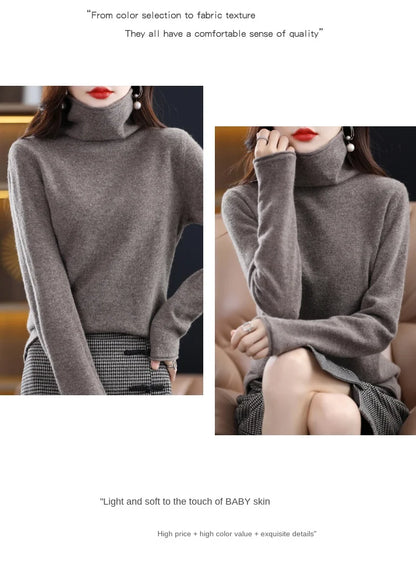 New 100% Merino Wool Turtleneck Cashmere Sweater