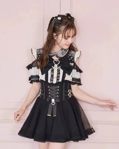 High Waist Sweet Lace Gothic Skirt