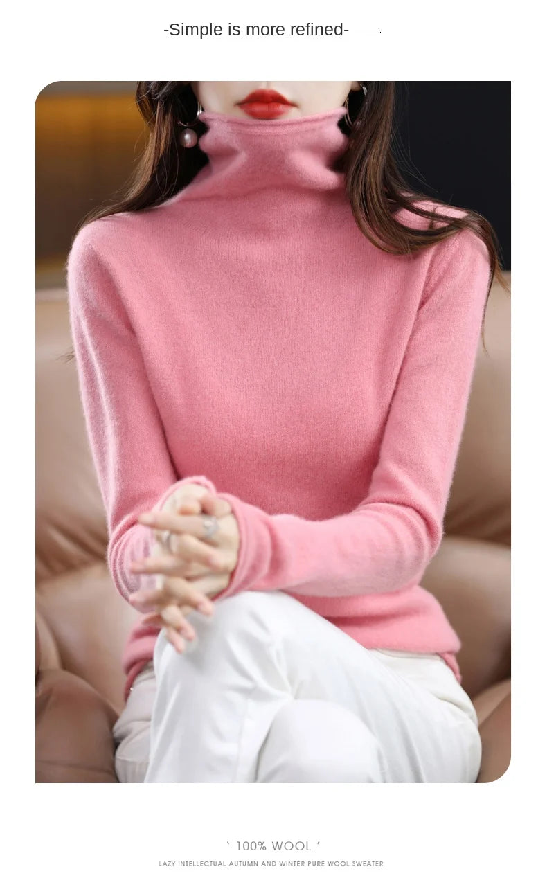 New 100% Merino Wool Turtleneck Cashmere Sweater