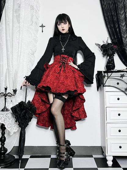 Alt Goth Fairy core Grunge Lolita Skirt Women Dark Gothic