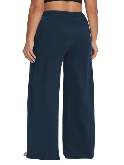 Plus Size Wide Leg  European Fit Straight Pockets Loose Elastic Waist Pants