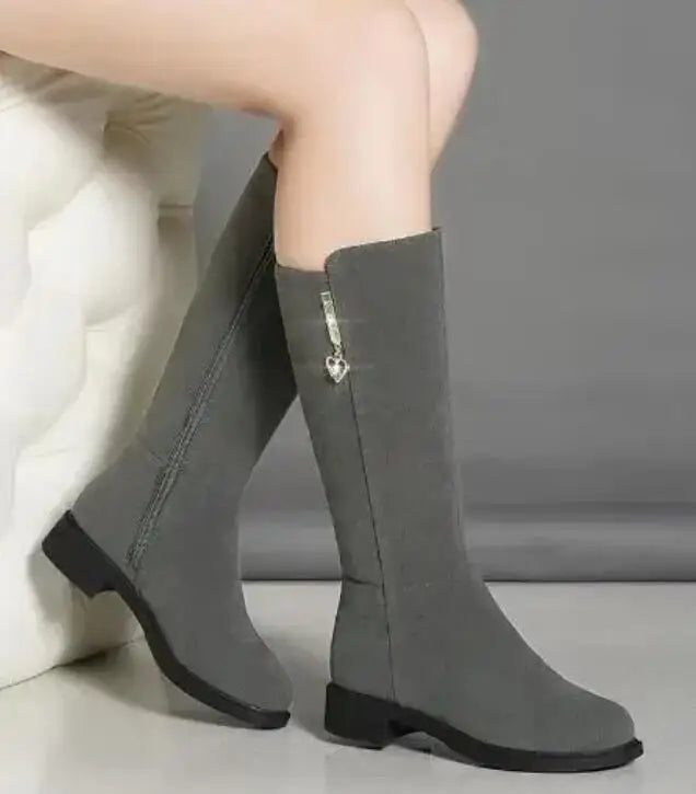 Thigh High Boot Warm Plush Snow Boots Side Zipper Snow Boots