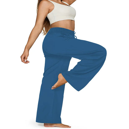 Plus Size Wide Leg  European Fit Straight Pockets Loose Elastic Waist Pants