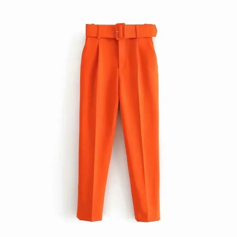 Fashionable Elegant High-Waisted Carrot Pants