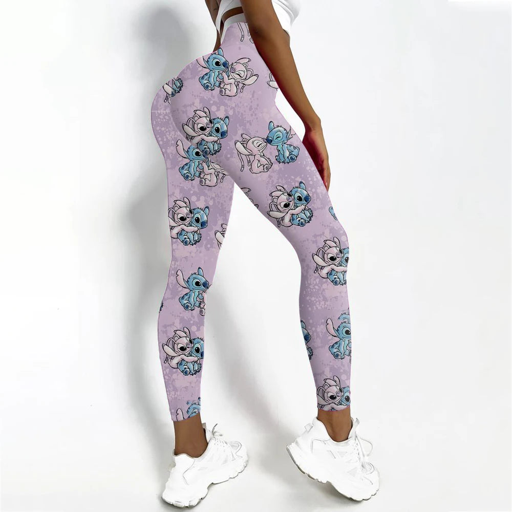 Disney Stitch Printed High Elasticity Tight  Fitness High Waist Pants